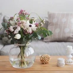 Aarikka Kupla lasimaljakko iso 22 cm kirkas/valkoinen