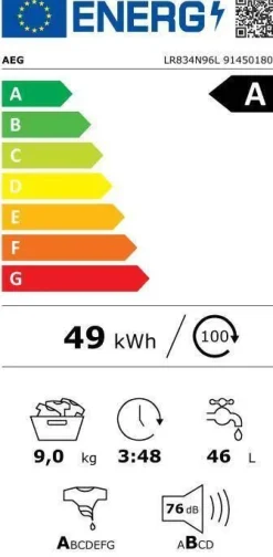 Aeg pesukone 9 kg LR834N96