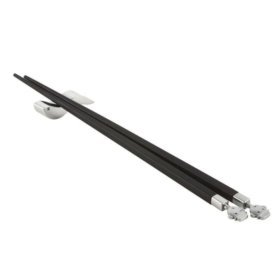 Alessi syömäpuikot & teline Alessandro 24 cm musta/teräs