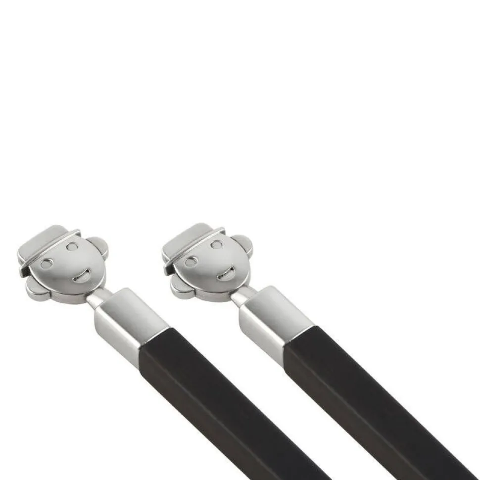 Alessi syömäpuikot & teline Alessandro 24 cm musta/teräs