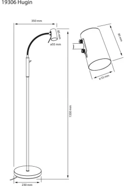 Aneta Lighting lattiavalaisin Hugin musta