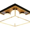 Aneta Lighting plafondi Astro 28 cm musta/kulta/opaalivalkoinen