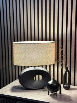 Aneta Lighting pöytävalaisin Ellipse musta/beige