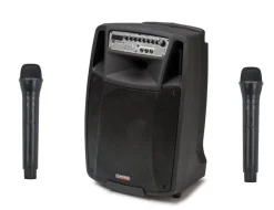 AudioDesignPRO kannettava akkukäyttöinen 15" aktiivikaiutin & 2 mikrofonia