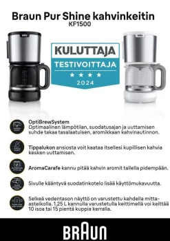 Braun kahvinkeitin PurShine KF1500 valkoinen