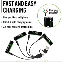 Coast paristo AA USB-C 1.5V 4 kpl sis. latauskaapelin