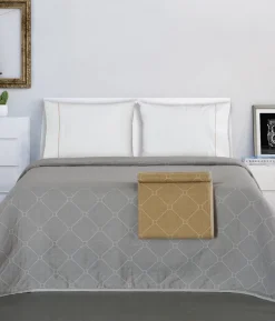 Create Home Aamu päiväpeite 2-puoleinen 260x260cm harmaa/l.valkoinen