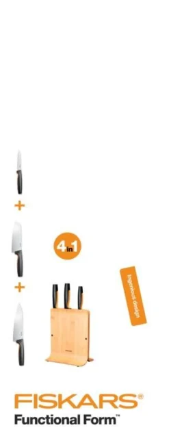 Fiskars Functional Form veitsitukki bambu (sis. 3 veistä)
