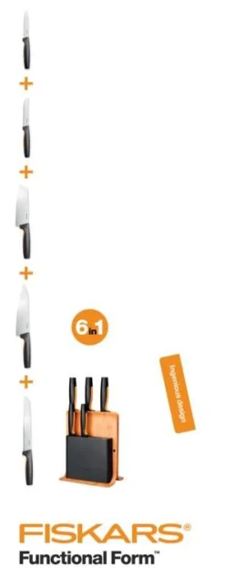 Fiskars Functional Form veitsitukki bambu (sis. 5 veistä)