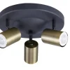 Heat kattospotti Gold Tube 3-osainen pyöreä kulta-musta