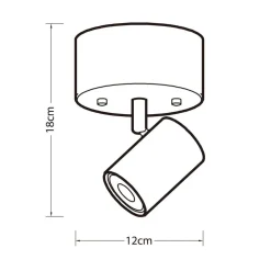 Heat kattospotti Gold Tube 1-osainen kulta-musta