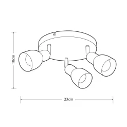 Heat kattospotti Soffe 3-osainen pyöreä harjattu teräs