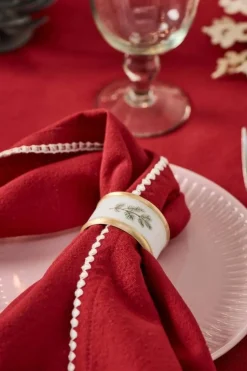 IB Laursen lautasliina Dagmar punainen valkoisin tikkauksin