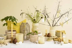 IB Laursen tyynynpäällinen Andrea keltainen kukat valkoinen