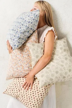 IB Laursen tyynynpäällinen Anette kukat oranssi/sininen