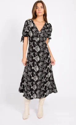 Little Mistress mekko Black Cotton Midaxi