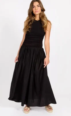 Little Mistress mekko Black Cotton Maxi