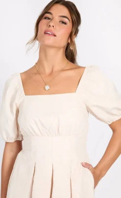 Little Mistress mekko Cream Leaf Midaxi