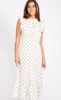 Little Mistress mekko Polka Dot Satin Midaxi