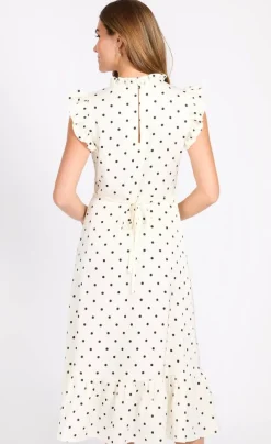 Little Mistress mekko Polka Dot Satin Midaxi