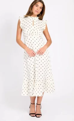 Little Mistress mekko Polka Dot Satin Midaxi