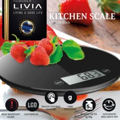 Livia keittiövaaka pyöreä musta