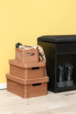 4Living puulaatikko kannella 30x21x13 cm ruskea