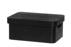 4Living puulaatikko kannella 30x21x13 cm musta