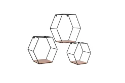 Mirrors and More seinähylly Chiara musta/puu 3-pack