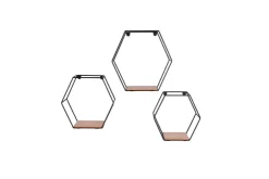 Mirrors and More seinähylly Chiara musta/puu 3-pack