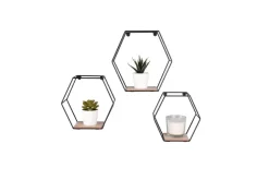 Mirrors and More seinähylly Chiara musta/puu 3-pack