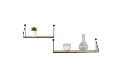 Mirrors and More seinähylly Dana musta/puu 2-pack