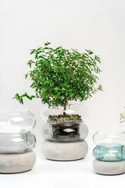 Muurla Rinkeli kynttilälyhty/maljakko harmaa 18,5 cm