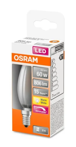 Osram LED kynttilälamppu 806lm 2700K E14 DIM