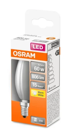 Osram LED kynttilälamppu 806lm 2700K E14