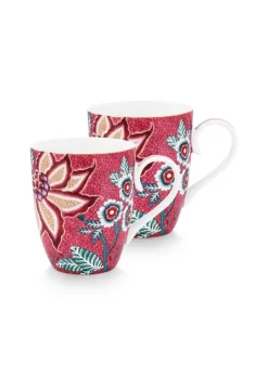 Pip Studio muki Flower Festival 350 ml 2 kpl Dark Pink