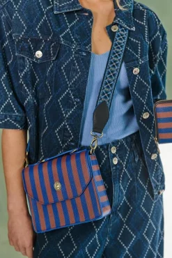 Pip Studio olkalaukku Frances Small Stripe Blue 19x7x17,5 cm