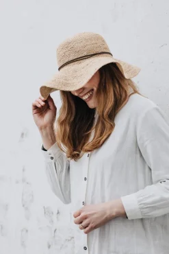 Salon hattu Straw Raffia Crochet