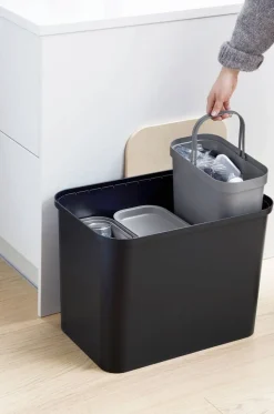 Smartstore Collect lajitteluastiasetti vanerikannella 76 L musta