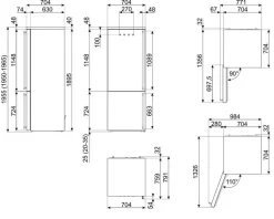 Smeg Coloniale jääkaappipakastin 70 cm FA8005RPO5 antrasiitti vas