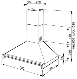 Smeg liesituuletin 70 cm KD70FX teräs