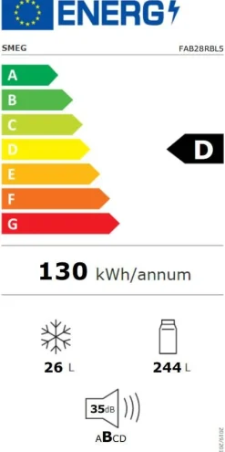 Smeg retrojääkaappi FAB28RBL5 153 cm, musta, oikea