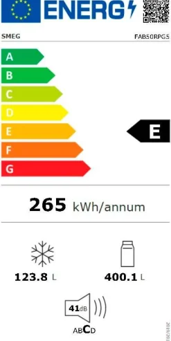 Smeg retrojääkaappi-pakastin FAB50RPG5, pastellinvihreä, oikea