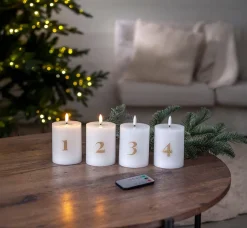 Star Trading LED-kynttilä Flamme Advent valkoinen 4 kpl