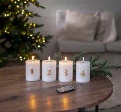 Star Trading LED-kynttilä Flamme Advent valkoinen 4 kpl