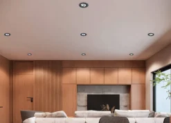 Trio Lighting LED alasvalo Pamir mattamusta pyöreä