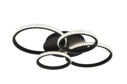 Trio Lighting LED kattovalaisin Cires mattamusta/kristallief