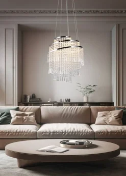 Trio Lighting LED riippuvalaisin Pomp 38 cm kromi/kirkas