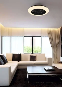 Trio Lighting LED tuuletinkattovalaisin Stralsund mattamusta