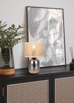 Trio Lighting pöytävalaisin Tara 33 cm E27 beige/kromattu